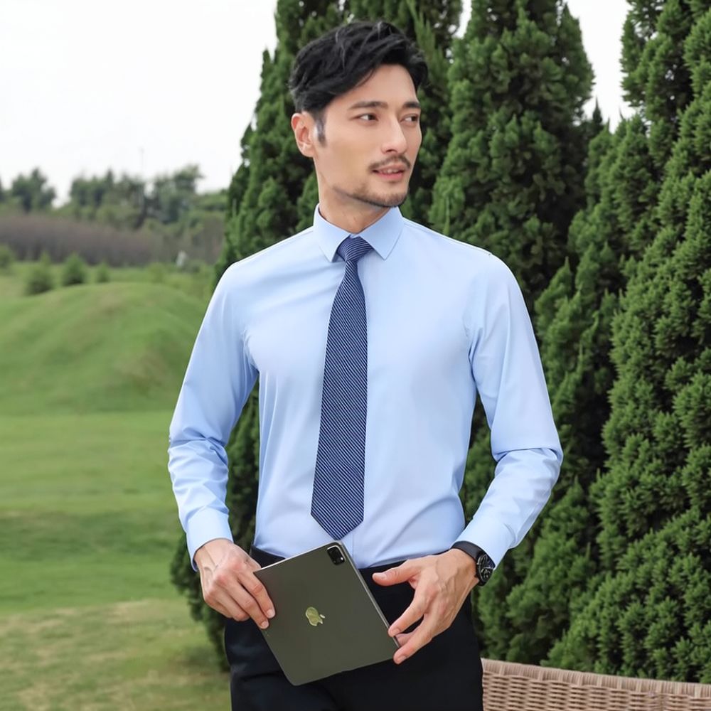 Breathable Bamboo Fiber Shirt Non Iron - Erkek Modası Uzun Kollu Gömlek Bambu