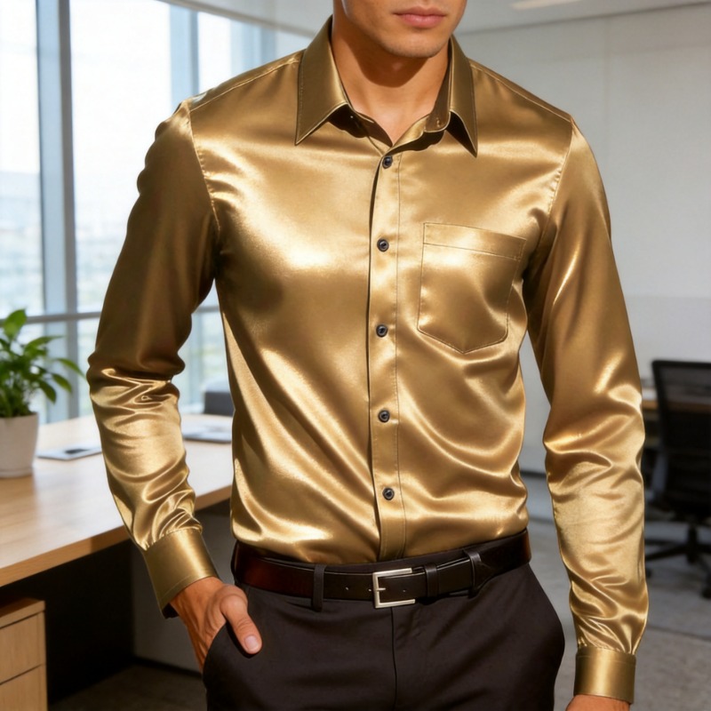 Erkek Saten Benzeri Buz İpek E - Mens Satin Silk Dress Shirt incelemesi ve fiyatı
